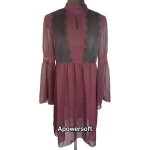 Sheer Purple Lace-Trim Dress